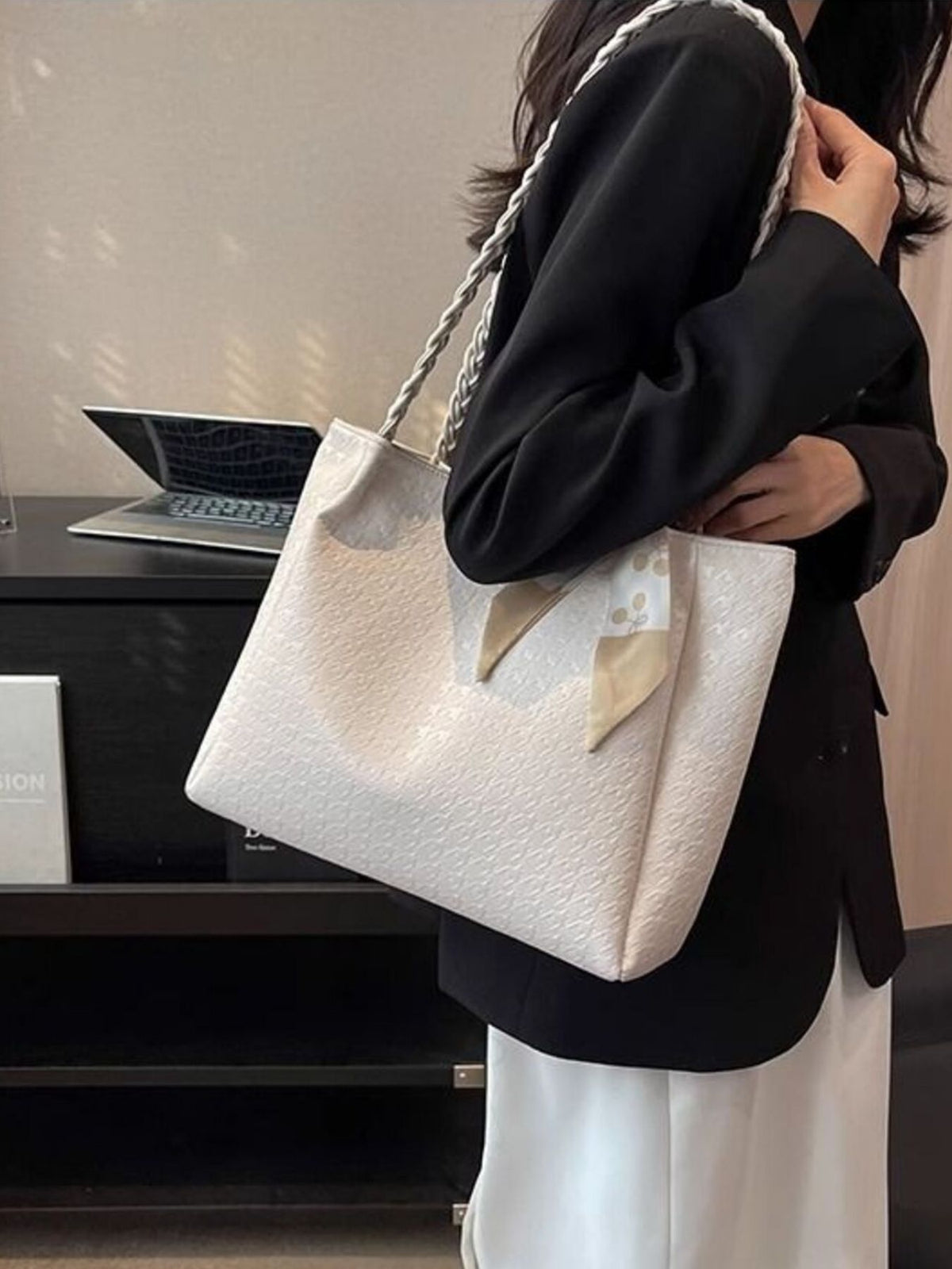 Braided Handle Tote Bag - alternate product view