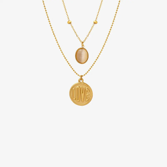Titanium Steel Double-Layered Necklace - alternate necklace view