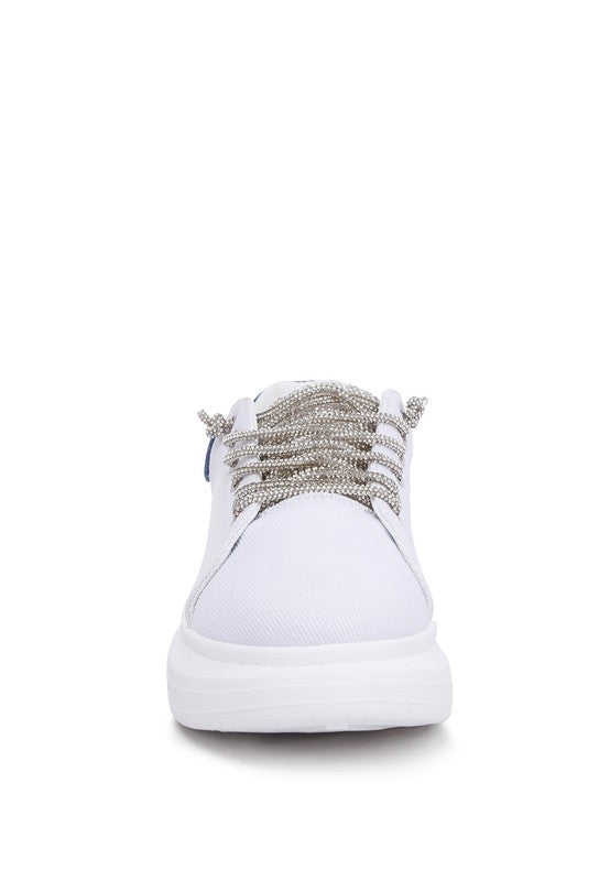 Rhinestones Lace-Up Sneakers