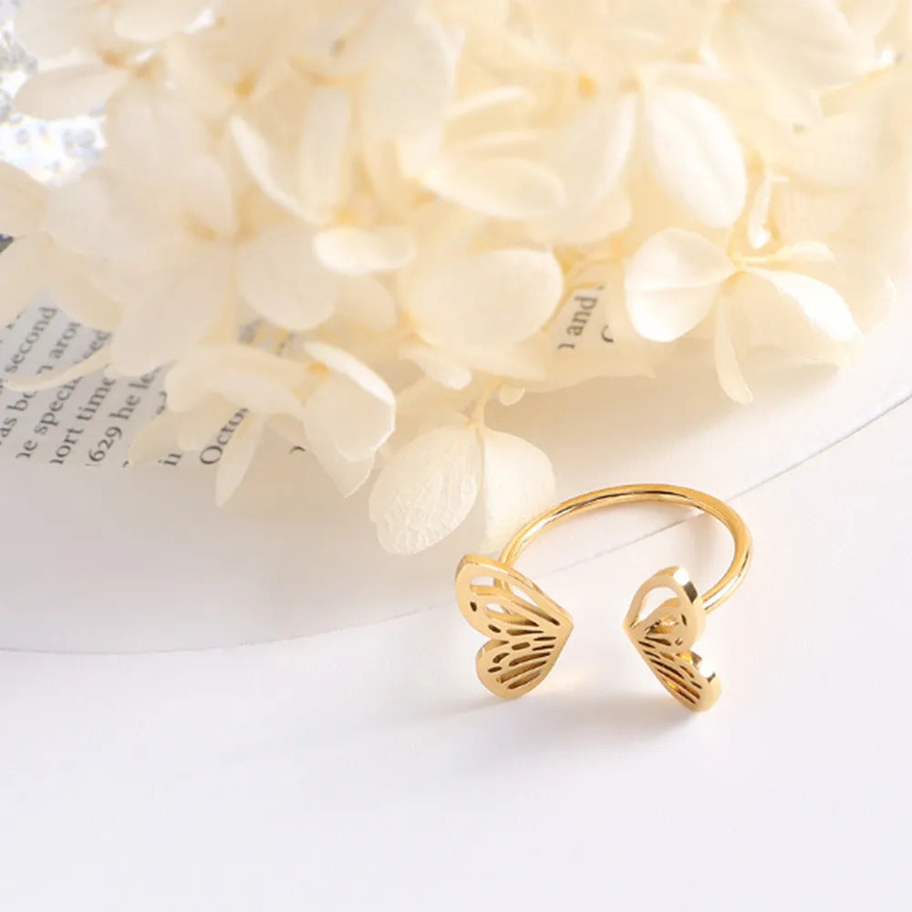 Titanium Steel Butterfly Open Ring - alternate ring view