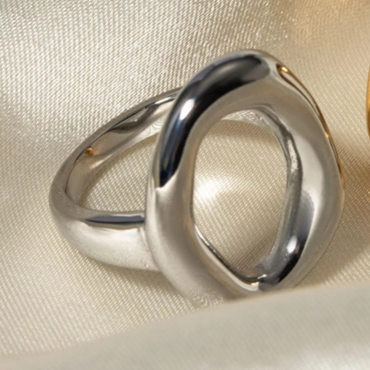 Modern Hollow Oval Ring in Silver - women's ring