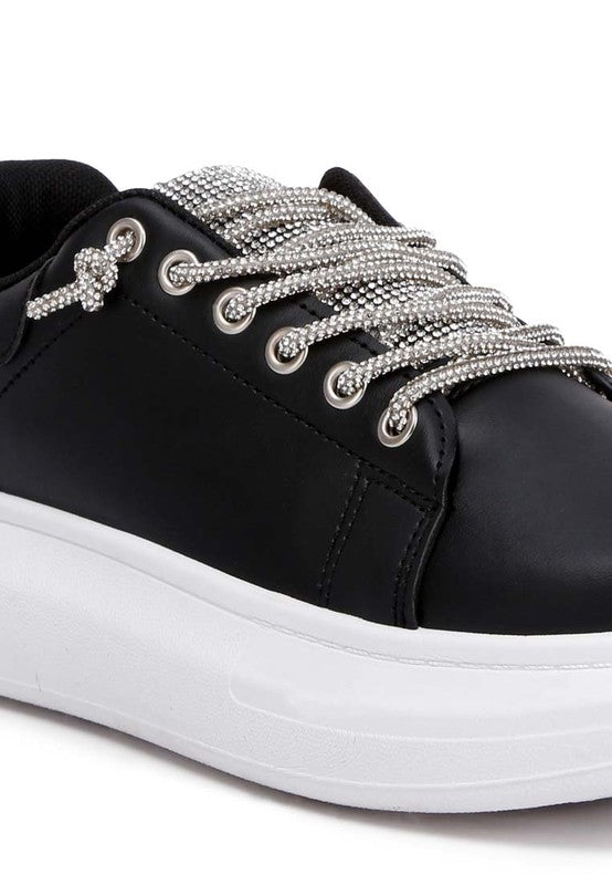 Rhinestones Lace-Up Sneakers