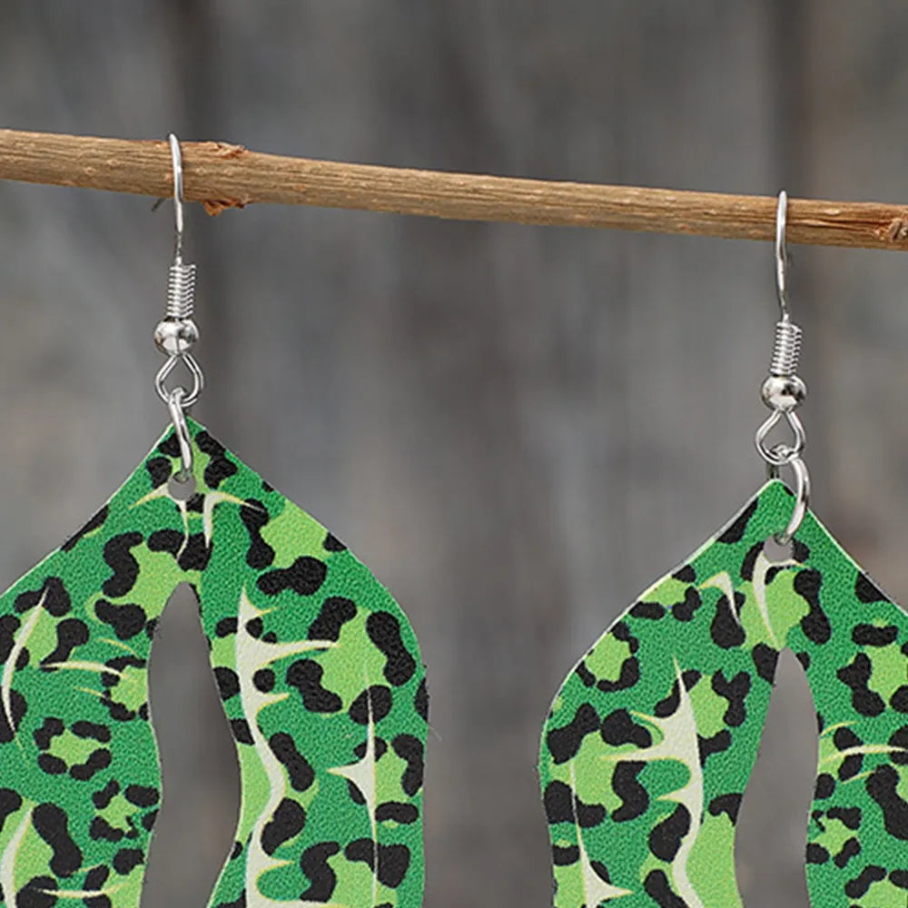 Leopard Lip Shape Leather Earrings - alternate earring view