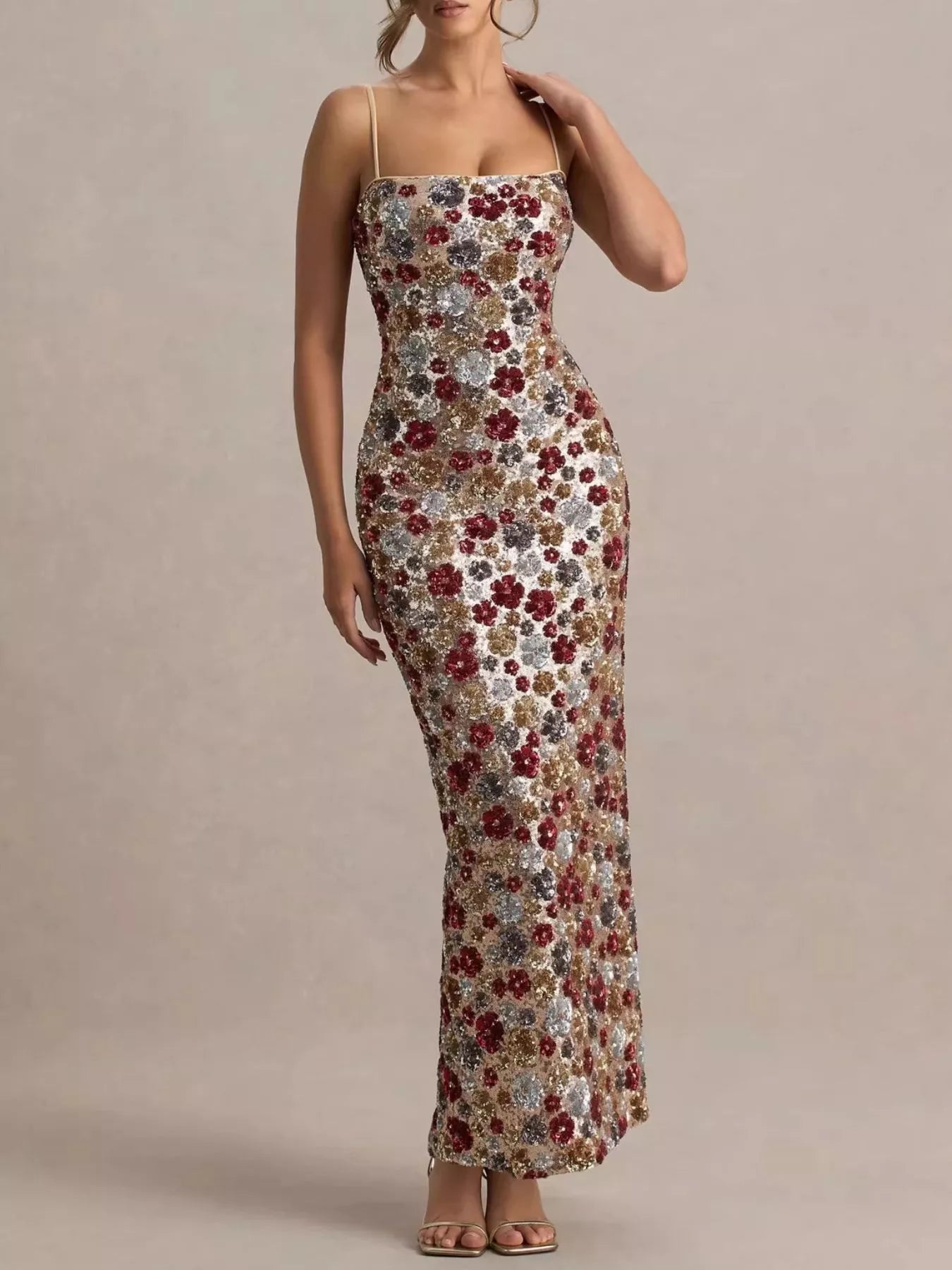 glitter bodycon maxi dress Slit Floral Sequin – Blossom's pair:saria-high-waist-shapewear-briefs-latte