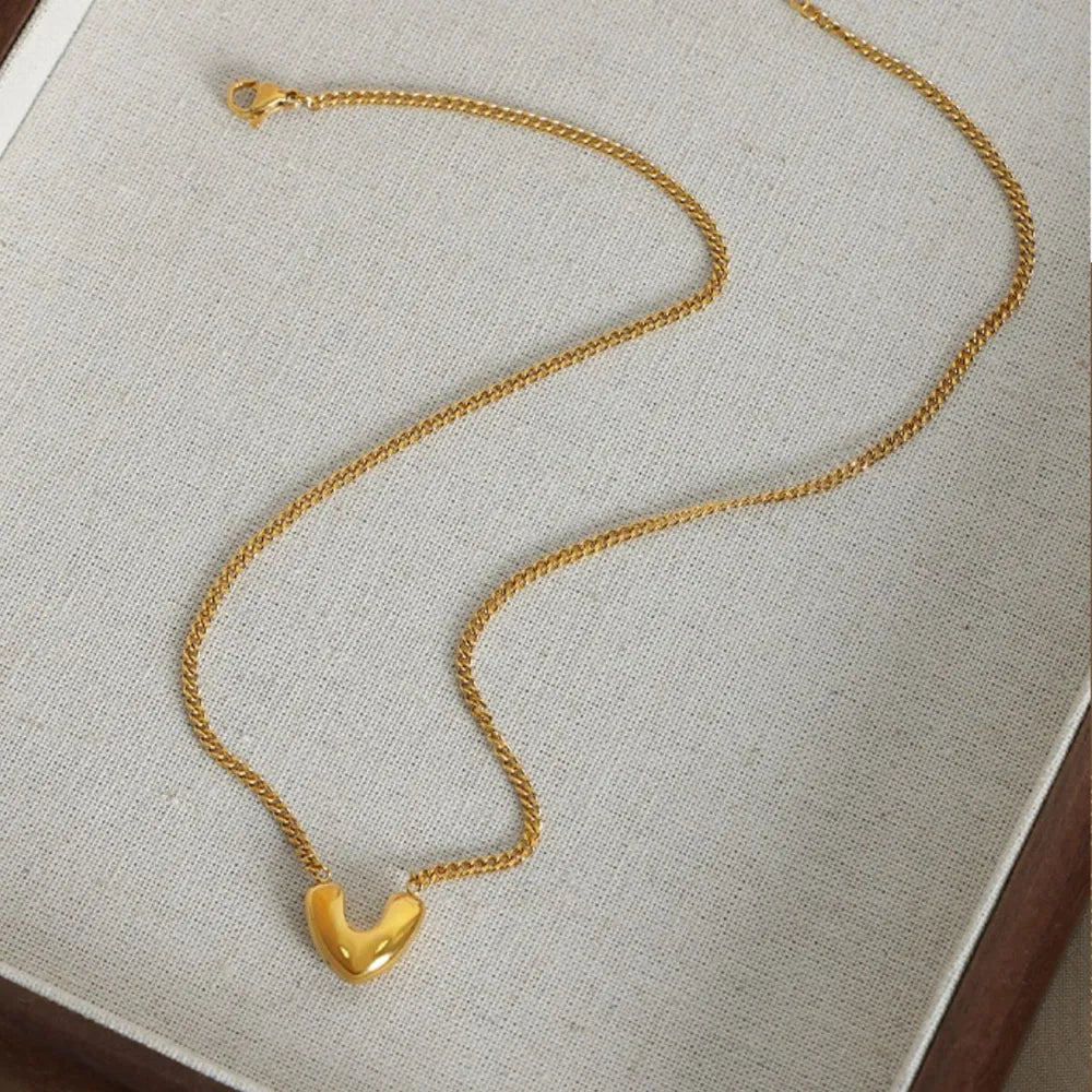 Gold-Plated Heart Pendant Necklace - alternate necklace view