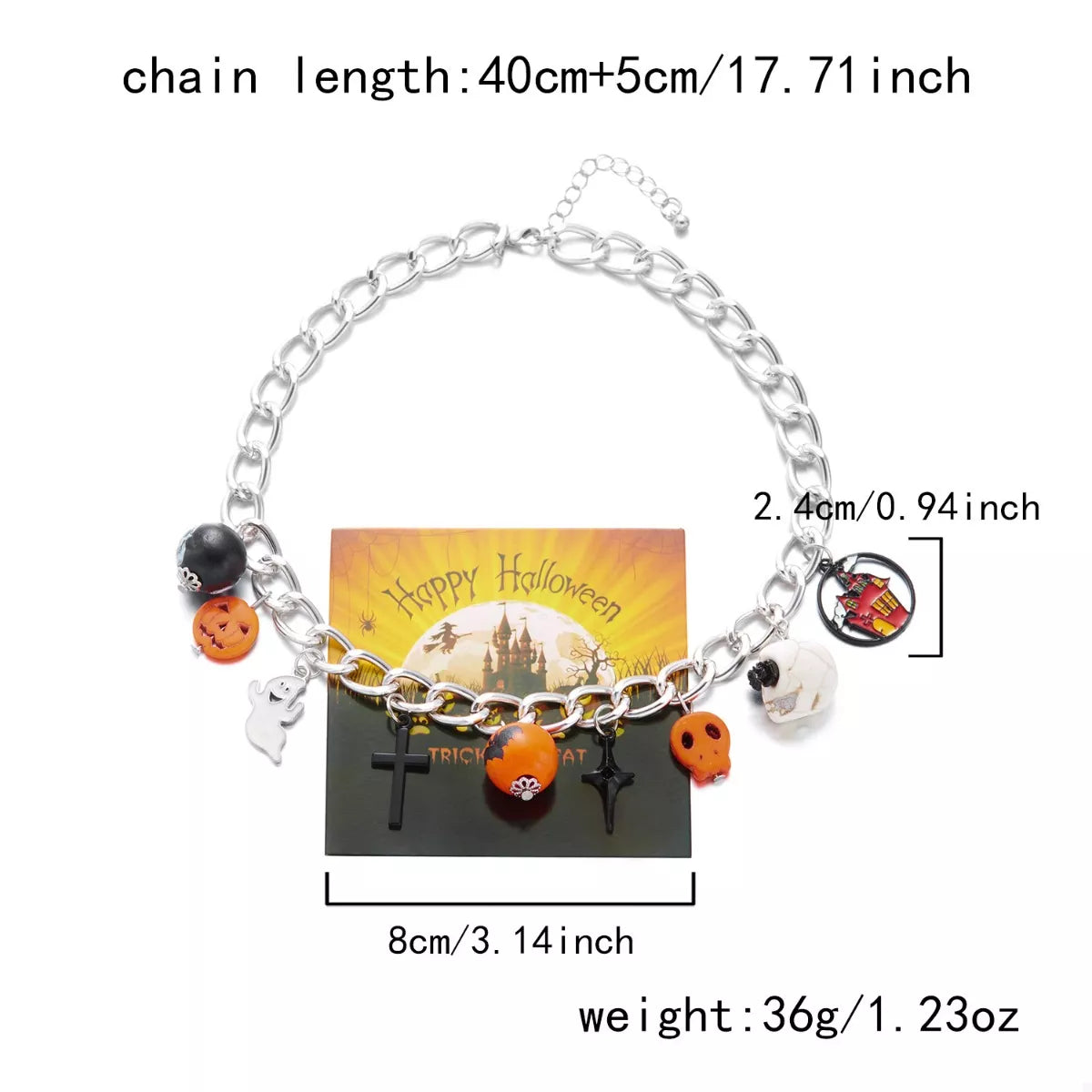 Halloween Charm Chain Necklace - alternate necklace view