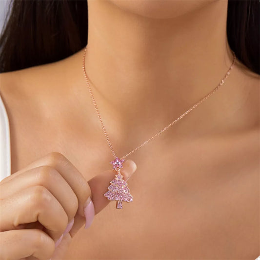 Christmas Tree Pendant Necklace - alternate necklace view