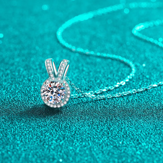 1 Carat Moissanite Rabbit Ears Shape Pendant Necklace - alternate necklace view