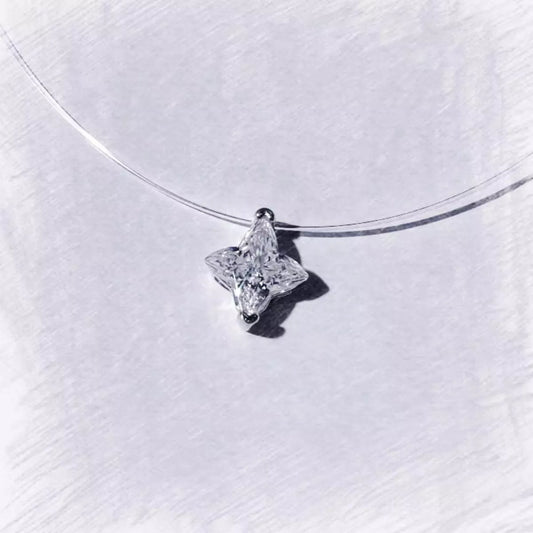 2 Carat Sterling Silver Moissanite Star Pendant Necklace - alternate necklace view