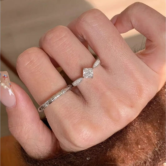 1 Carat Sterling Silver Moissanite Geometric Ring - alternate ring view