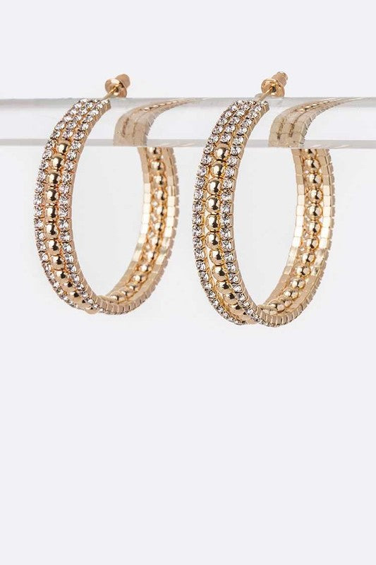 Rhinestone Double Hoop Earrings