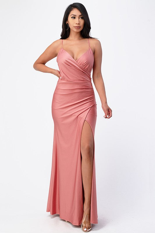 Tara Pleat Overlap Gown