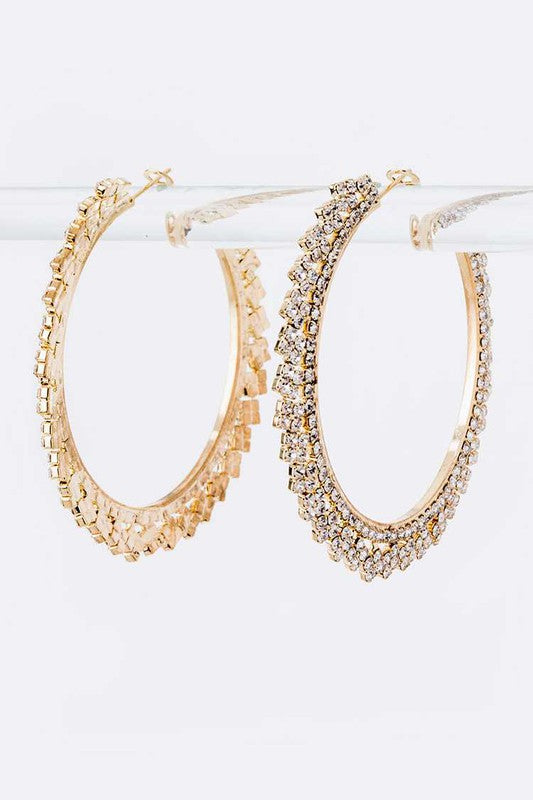 Large Pavé Crystal Hoop Earrings