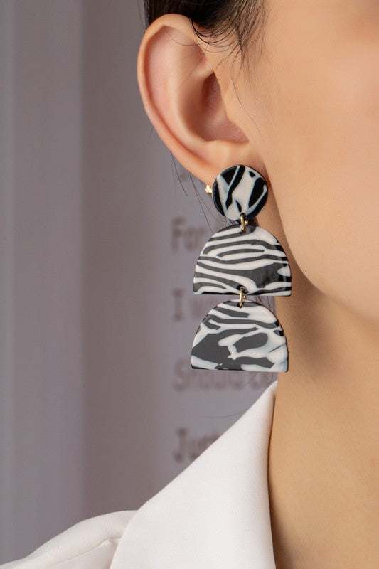Three Geo Drop Earrings