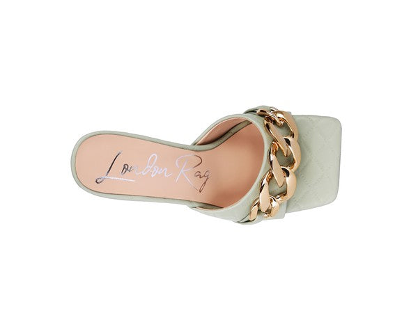 Quilted Metal Chain Sandals