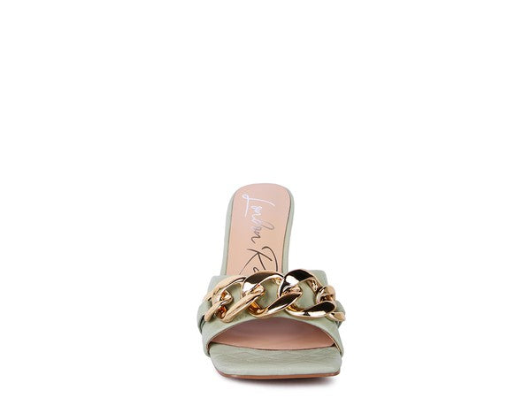 Quilted Metal Chain Sandals