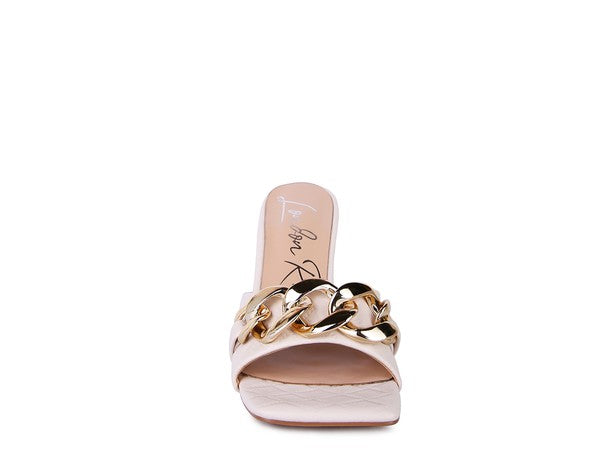 Quilted Metal Chain Sandals