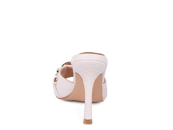 Quilted Metal Chain Sandals