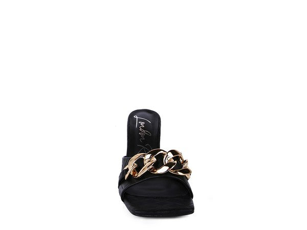 Quilted Metal Chain Sandals