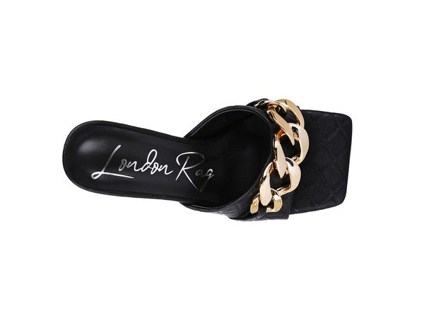 Quilted Metal Chain Sandals