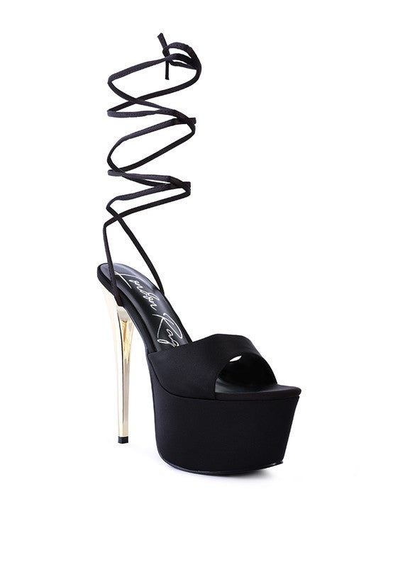 Satin Lace-Up Stiletto Sandals