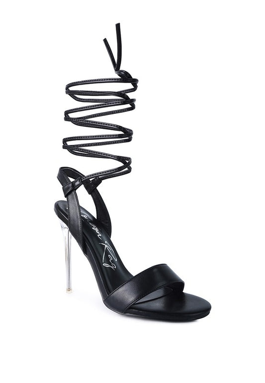 Lace Up Stiletto Heel Sandals