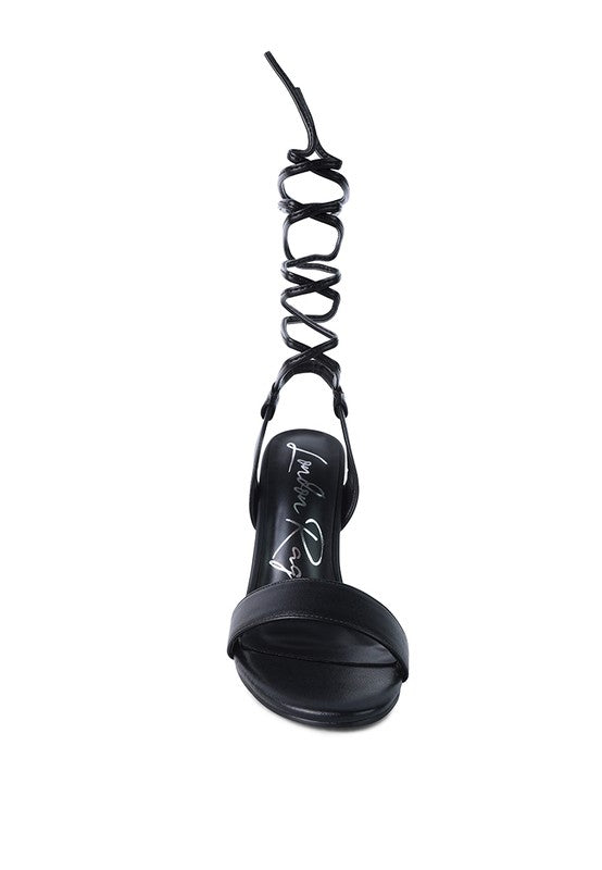 Lace Up Stiletto Heel Sandals