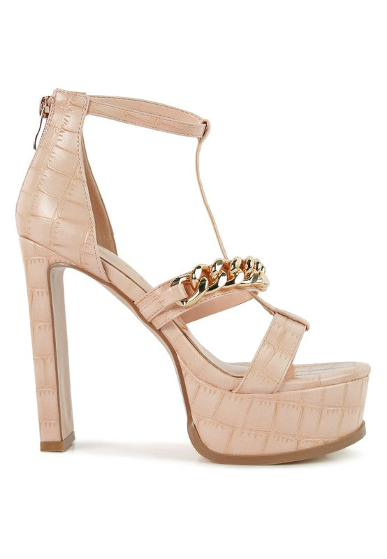 Croc PU T-Strap Sandals