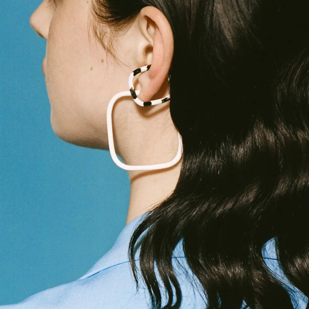Stainless Steel Oil Drip Cuff Earrings - alternate earring view