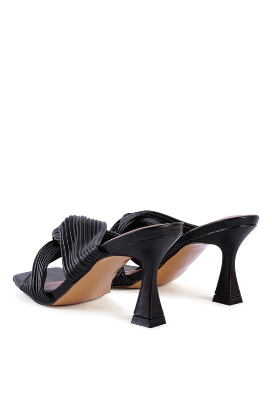 Cross Pleated Strap Sandals