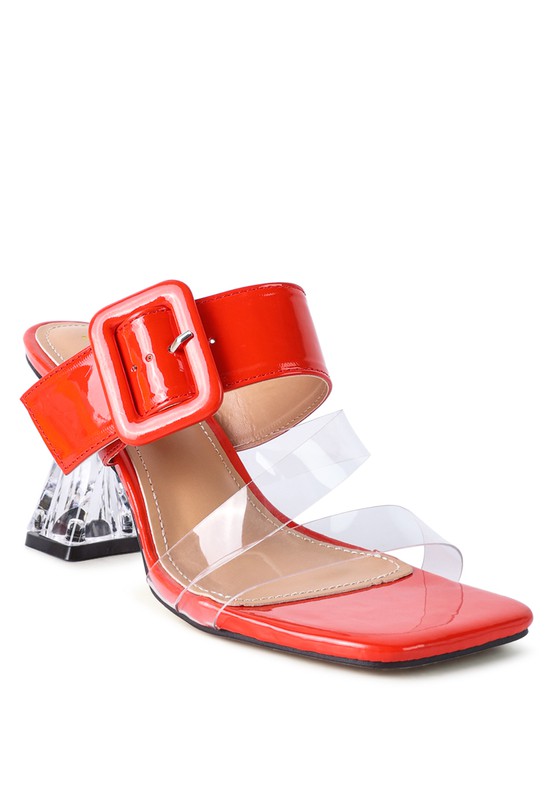 Clear Spool Heel Sandals