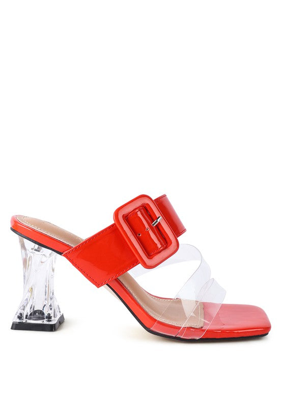 Clear Spool Heel Sandals