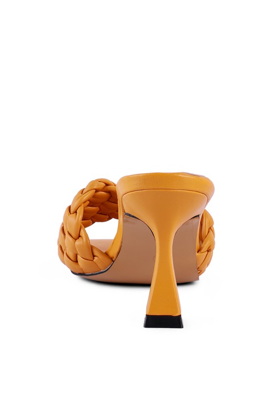 Woven Strap Mid Heel Sandals