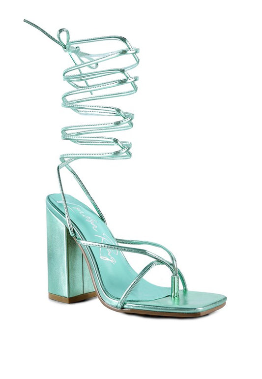 Metallic Lace-Up Sandals