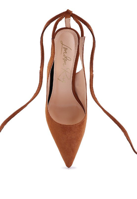 Faux Suede Lace-Up Heels