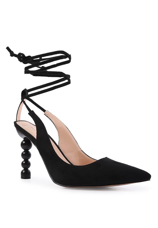 Faux Suede Lace-Up Heels