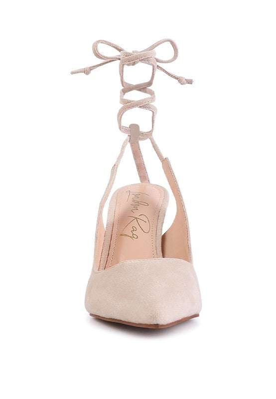 Faux Suede Lace-Up Heels