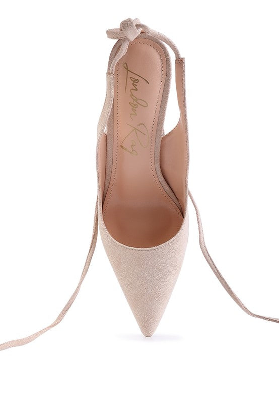 Faux Suede Lace-Up Heels