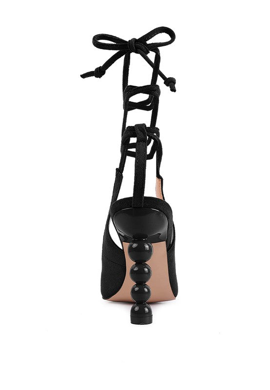 Faux Suede Lace-Up Heels
