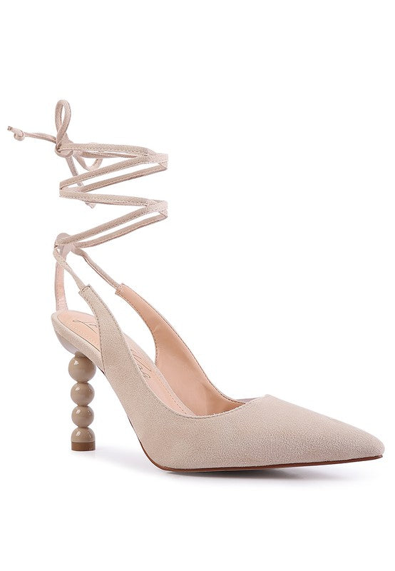 Faux Suede Lace-Up Heels