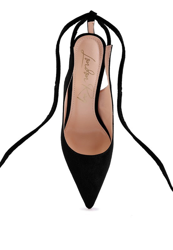 Faux Suede Lace-Up Heels