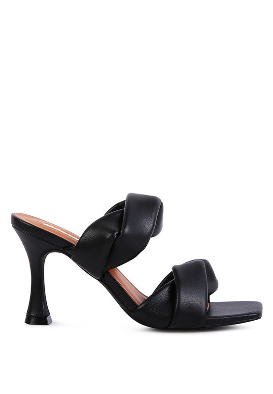 Twisted Strap Spool Heel Sandals