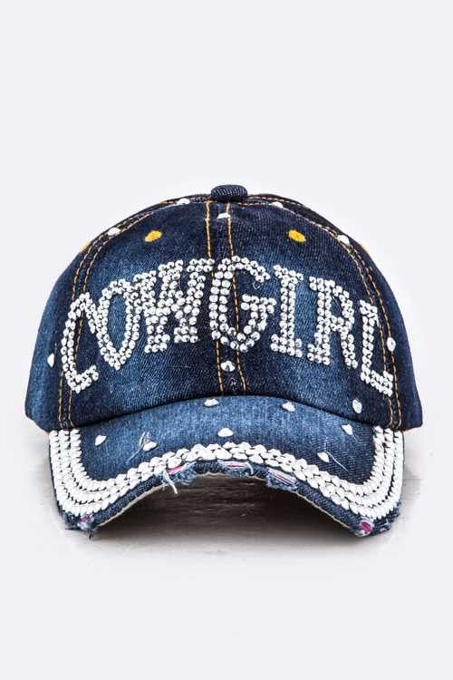 COWGIRL Embellished Denim Cap