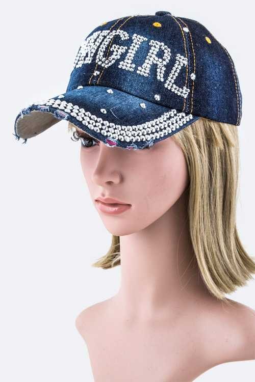 COWGIRL Embellished Denim Cap