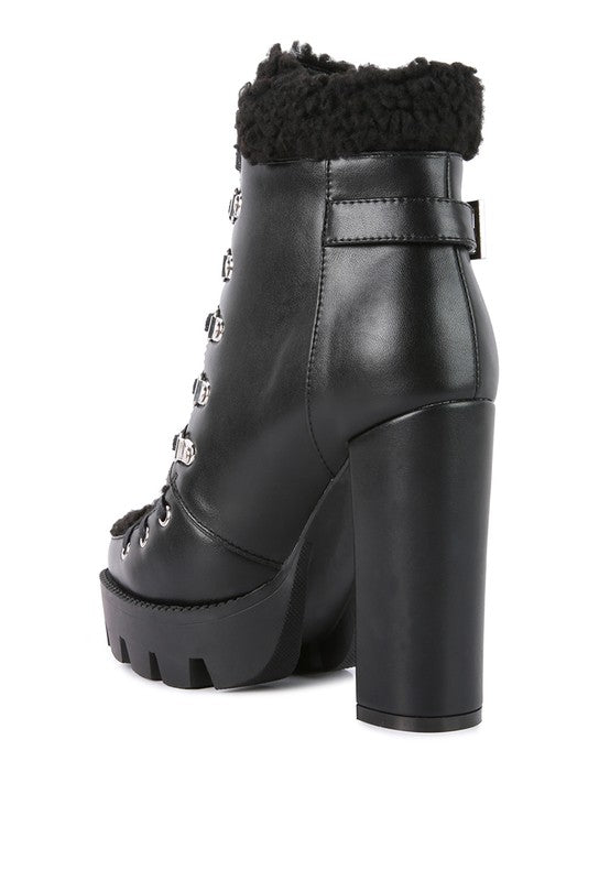 Faux Leather Lug Boots