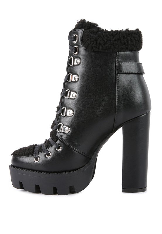 Faux Leather Lug Boots