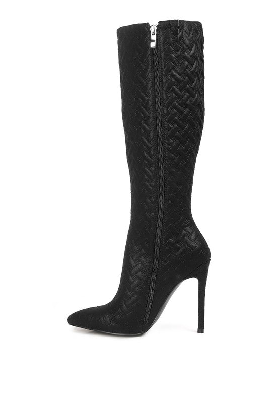 High-Heeled Quilted Boots