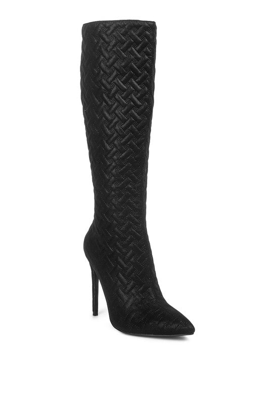 High-Heeled Quilted Boots
