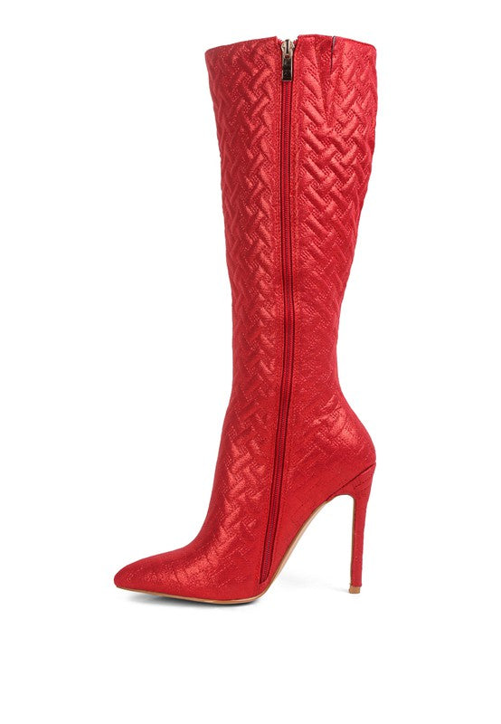 High-Heeled Quilted Boots