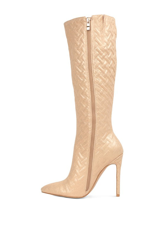 High-Heeled Quilted Boots